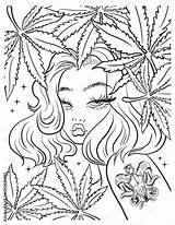 Weed girl coloring Page Vector For Adults Stock  sketch template