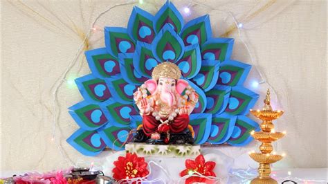 गणपत ड क र शन २०१९ Ganpati Decoration With Paper Pea Eco Friendly Ideas You