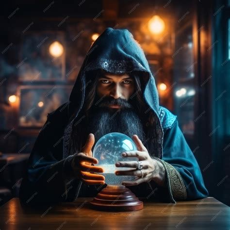 Premium AI Image | Man telling from a crystal ball dressed as a ...