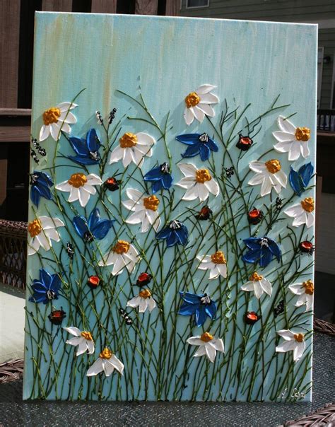 Original Daisy Impasto Acrylic Painting Modern Daisy Heavy | Etsy | Flower art painting, Daisy ...