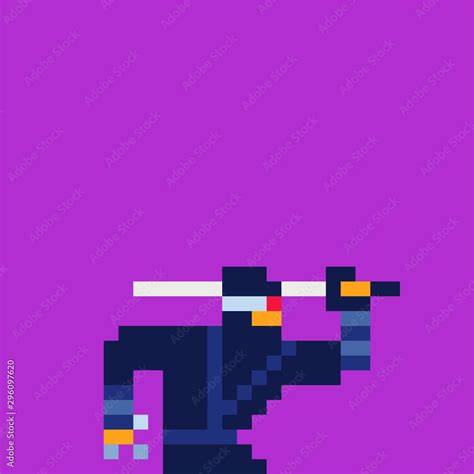 Ninja pixel art vector illustration, design for logo, sticker, mobile ...