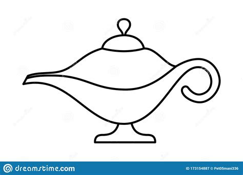 Magic Oil Lamp Line, Outline Vector Sign, Linear And Complete Pictogram Isolated On White ...