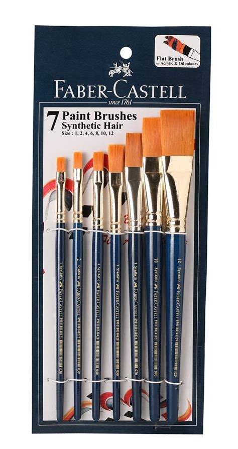 Faber-Castell Paint Brush Set - Flat, Pack of 7 (Navy Blue) : Amazon.in ...