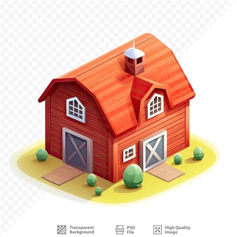 Premium PSD | A wooden barn with a red roof and a red roof.