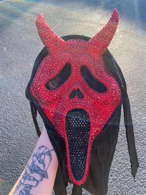 Rhinestone RED DEVIL Ghostface Scream Mask - Etsy Australia