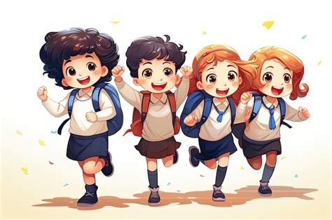 Premium AI Image | Illustration of happy schoolchildren isolated on ...