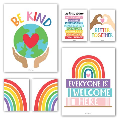 Buy 6 Rainbow Diversity s For Classroom Decor For Teachers Elementary - Inclusive Classroom ...