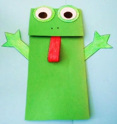 Learning Ideas - Grades K-8: Frog Paper Bag Puppet Crafts Project