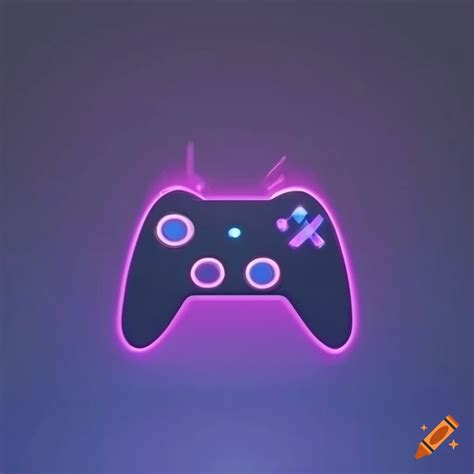 Neon purple and blue abstract game controller logo on Craiyon