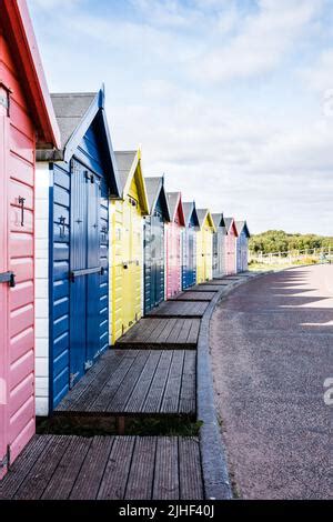 Dawlish Warren, Beach Huts on Promenade, UK Stock Photo - Alamy