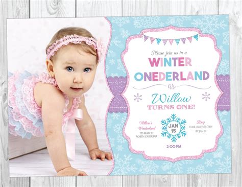 Winter Wonderland Birthday Invitation Snowflake Birthday - Etsy