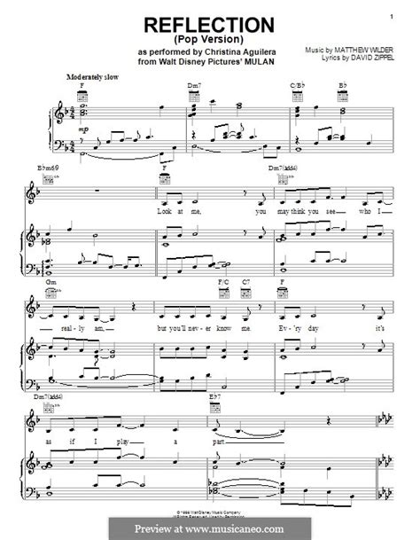 Reflection (from Disney's Mulan) by M. Wilder - sheet music on MusicaNeo