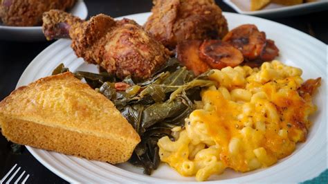 Soul Food Recipes:Sunday Dinner | Mac & cheese,Yams, Crispy Fried Chicken,Corn Bread+Collard ...