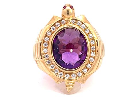 Amethyst Turtle Rolex Ring in 18k Yellow Gold – SOLITAIRE JEWELERS