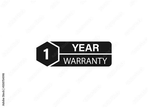 1 year warranty stamp on white background. Sign, label, sticker. Stock ...