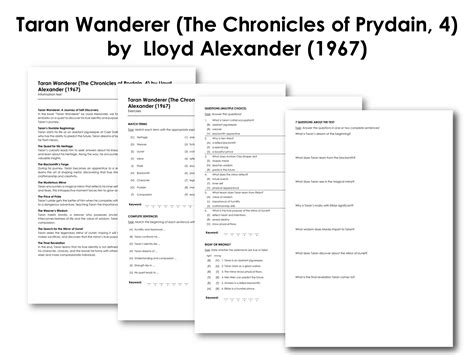 Taran Wanderer (The Chronicles of Prydain, 4) by Lloyd Alexander (1967) | Made By Teachers