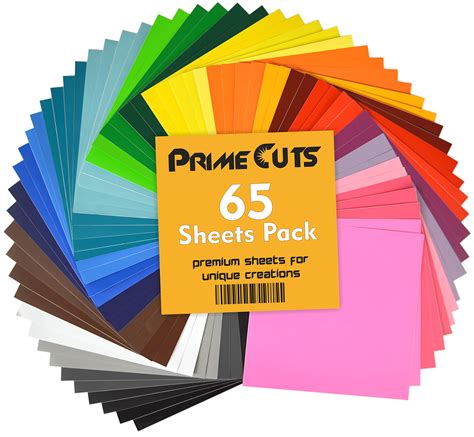 Permanent Adhesive Backed Vinyl Sheets by PrimeCuts USA - 65 Vinyl Sheets 12" x 12" - 65 ...