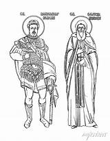 Alexander nevsky And Sergius Of Radonezh coloring Page In Byzantine  sketch template
