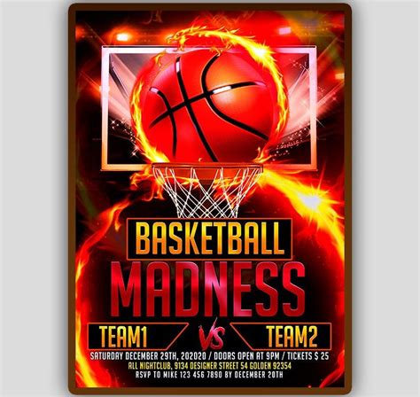 Basketball Madness Invitation, Basketball Birthday Invite, Basketball Tryout Flyer, Basketball ...