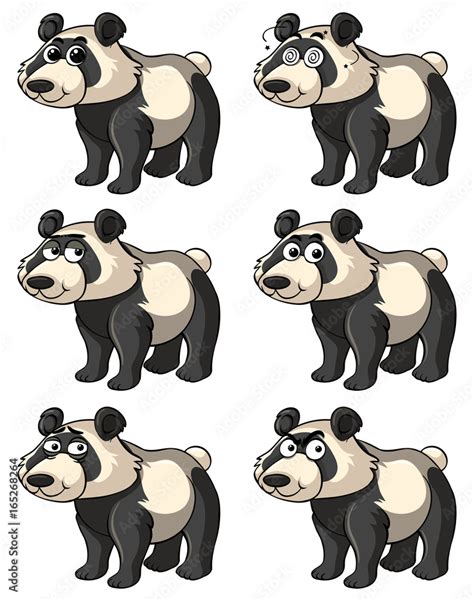 Panda with different facial expressions Stock Vector | Adobe Stock