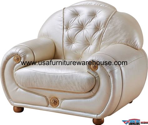 Giza Ivory Full Italian Leather Chair - USA Furniture Warehouse