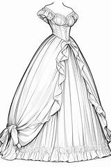ball gown dress coloring Pages – BUJO ART sketch template