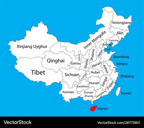 Hainan province map china Royalty Free Vector Image