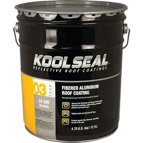 KOOL SEAL KS0024300-20 Aluminum Roof Coating, Silver, 5 gal Pail ...