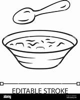 Bowl With Spoon Coloring Page sketch template