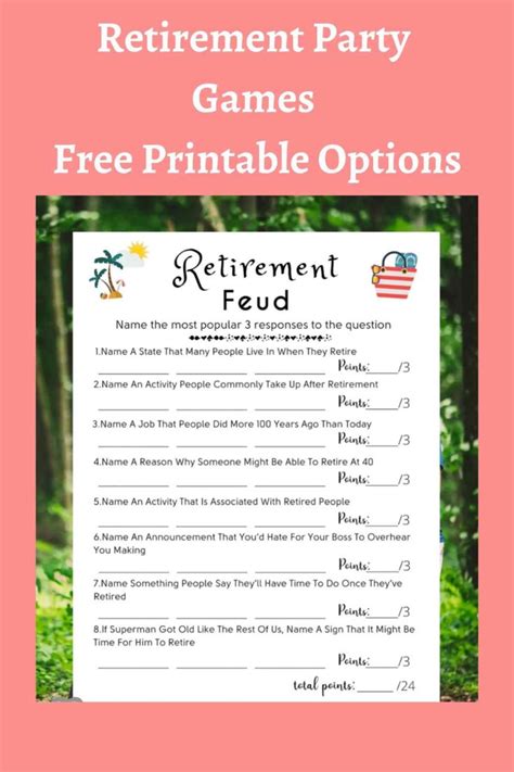 37 Retirement Party Games Free Printable Options