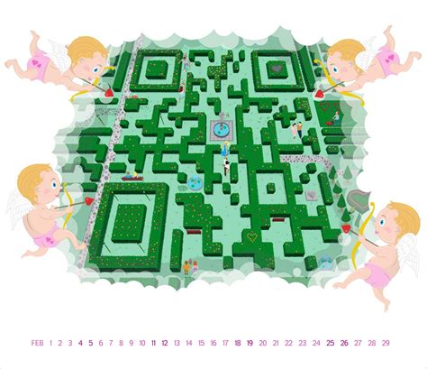 Beautiful Qr Code illustrations, Calendar, Love Valentines day, Cupid, Labyrinth, Garden | Code ...