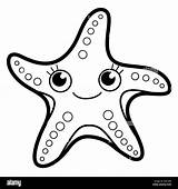 Coloring Book Or Page For Kids Starfish Black And White Illustration  sketch template