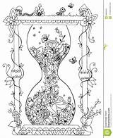 Hourglass With Flowers Coloring Page sketch template