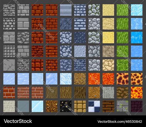 Pixel art game tile seamless patterns surfaces Vector Image