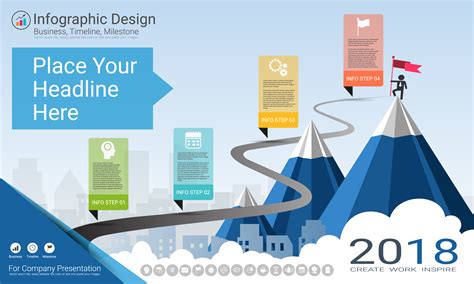 Business infographics template, Milestone timeline or Road map with ...