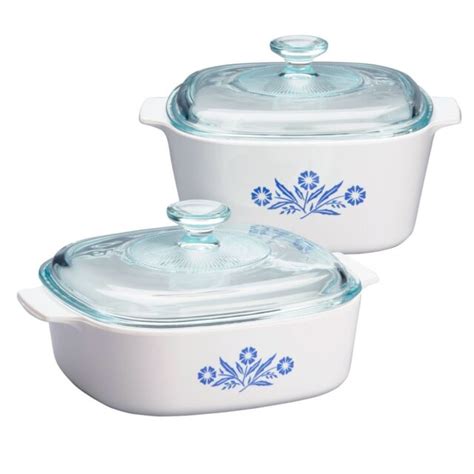 CORNINGWARE Stovetop 6-pc PYROCERAM Blue CORNFLOWER Casserole Set 2 & 3 ...