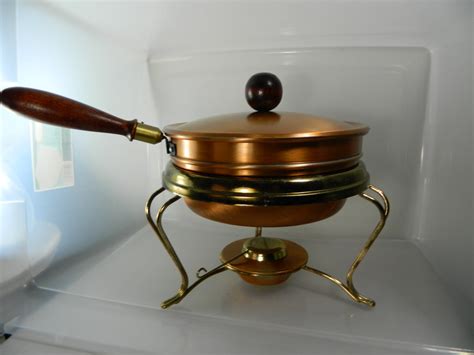 Vintage Chafing Dish Food Warmer MCM 5 Piece Copper Serving