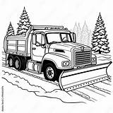 Black And White Outline Art colouring Book Pages snow plow Truck With A  sketch template