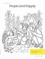 People Lived Happily  Coloring Pages Color Activities sketch template
