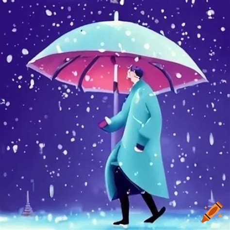 Umbrella in the snowfall