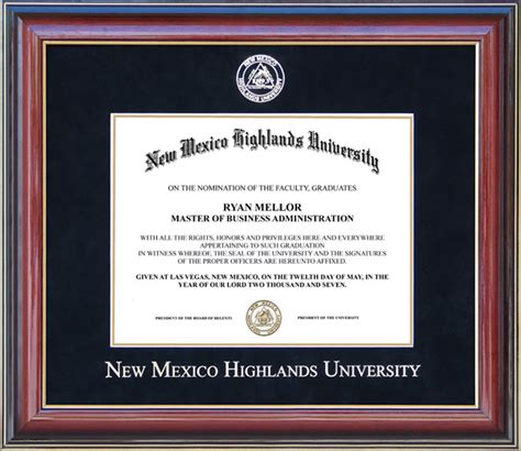 New Mexico Highlands University Diploma Frame with Embossed Suede Mat: Wordyisms