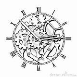 Steampunk Clock Gears Stencils Sketch Coloring Page sketch template