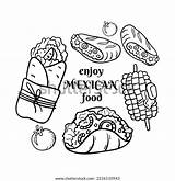 Mexican Food Coloring Page Doodle Burrito Stock Vector Royalty Free  sketch template