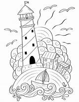 Printable Lighthouse Coloring Page sketch template