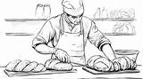 Baker Making Bread Outline Coloring Page For Kids  Premium AI sketch template