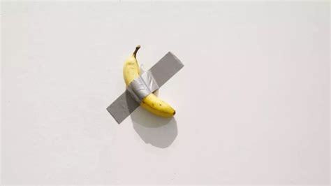 Banana duct-taped to wall as part of the work Comedian by artist ...