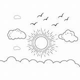 Sun And Clouds Coloring Pages sketch template