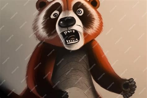 Premium AI Image | A painting of a red panda with sharp teeth and a ...