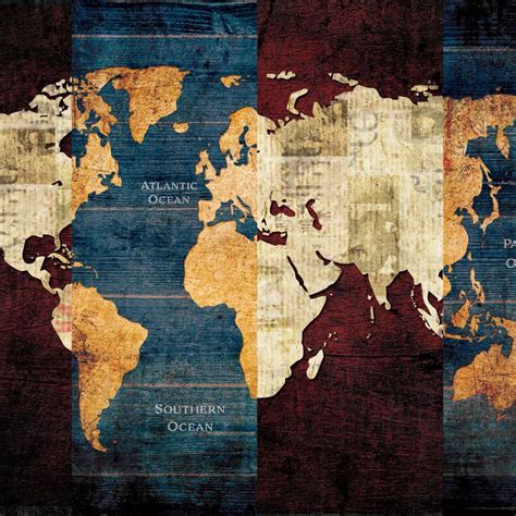 Wooden Collage World Map Wall Art | Digital Art