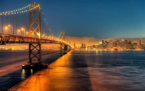USA, California, San Francisco, Bay Bridge, city, night, lights wallpaper | travel and world ...